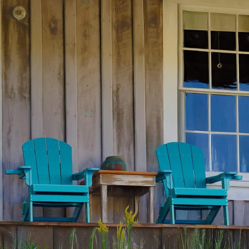 WINSOON All Weather HIPS Oversized Folding Adirondack Chair with Cup Holder