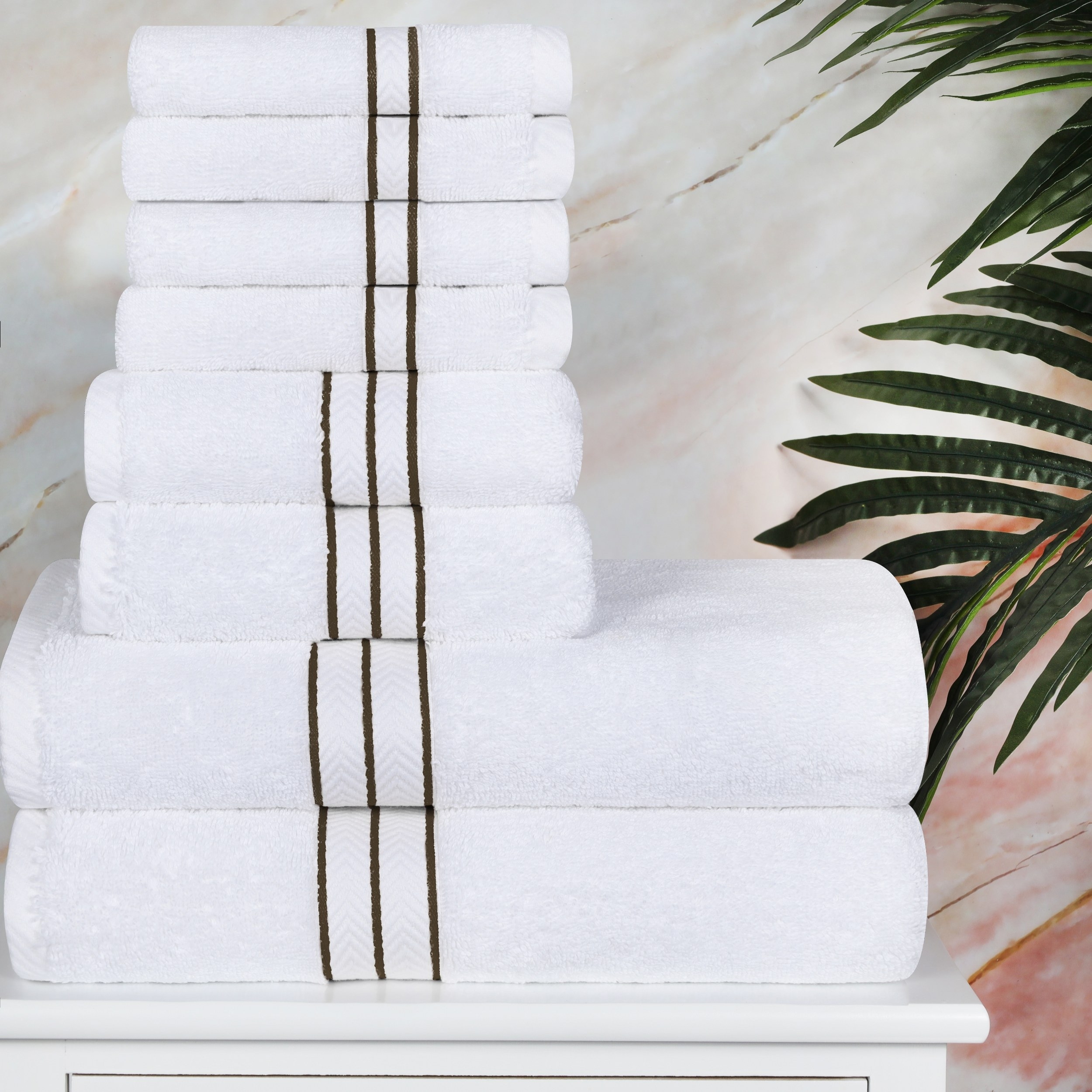 Superior Hotel Collection 8-Piece Towel Set, Ultra-Plush Turkish Cotton Towels