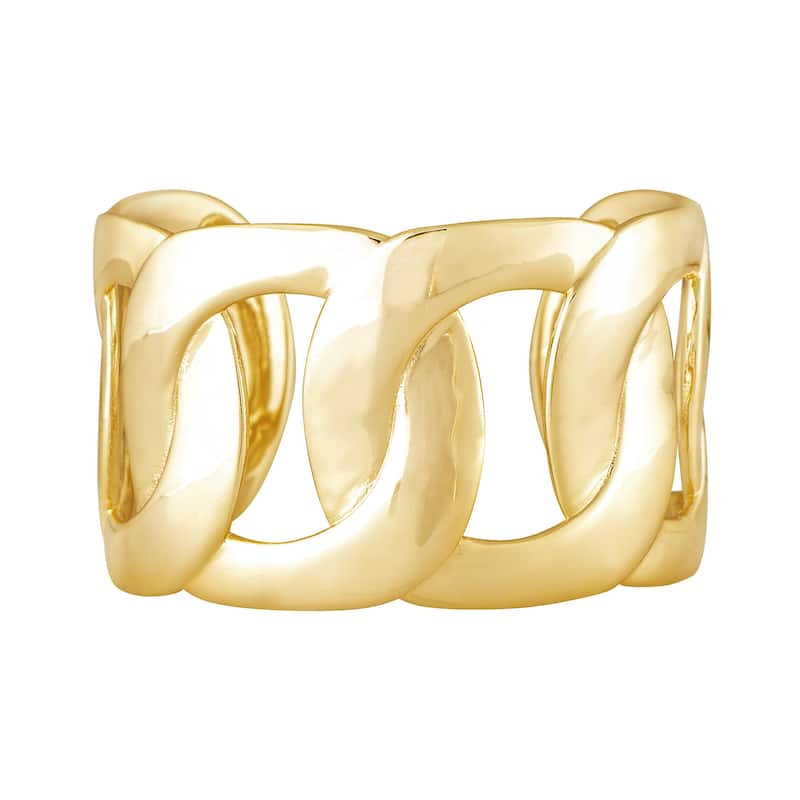 Curb Link Open Bangle Bracelet - Gold