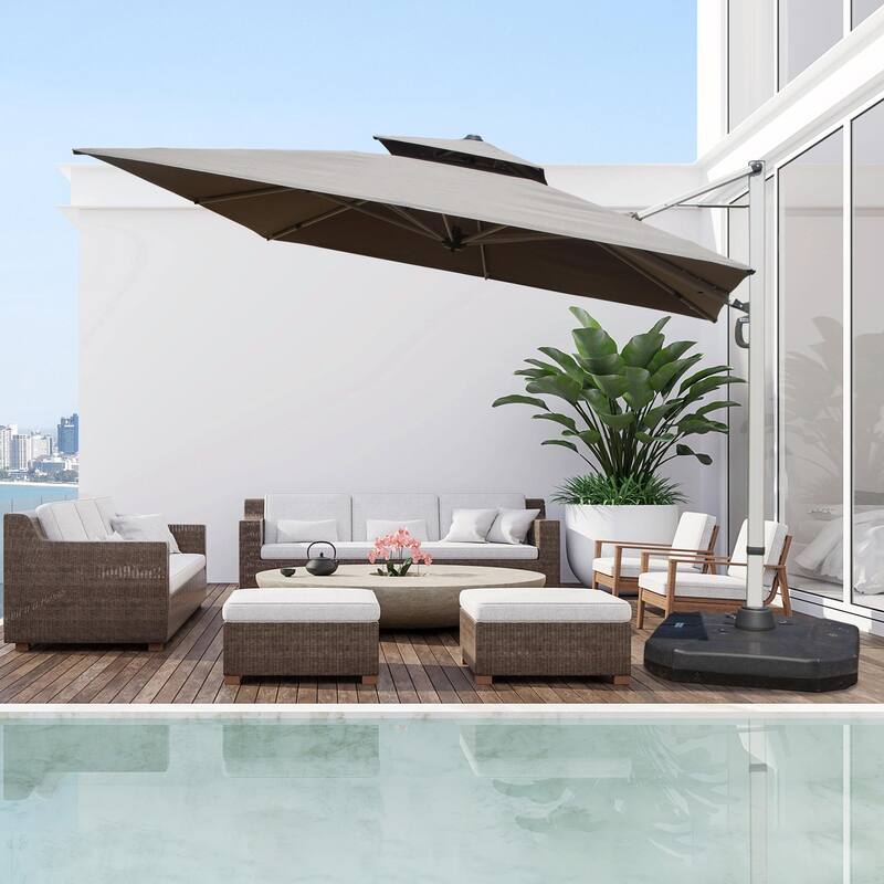 Aluminum Patio Umbrella - 360° Rotation, Hydraulic Lift