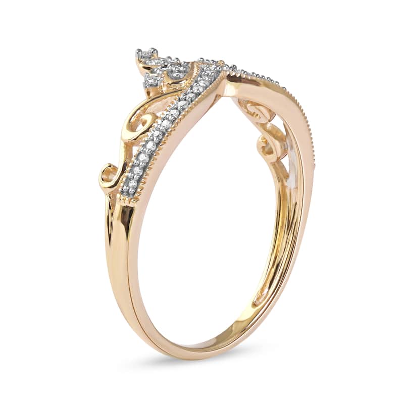 IGI Certified 1/8ct TDW Diamond Crown Wedding Ring in 10K Gold for Women