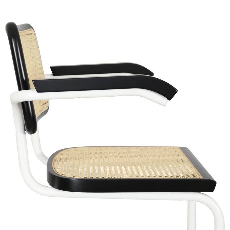 Breuer Chair Company Marcel Breuer Cesca Cane Cantilever Armchair Arm Chair w/ White Steel Frame (Various Wood & Cane Colors)