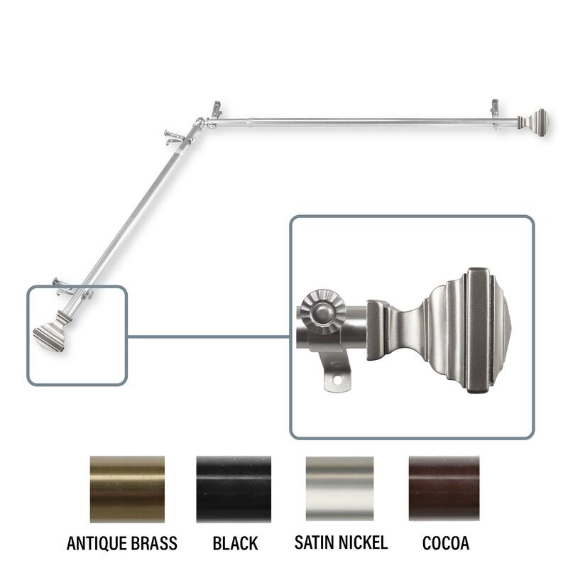 InStyleDesign Saturnino Corner Window Curtain Rod 13/16 inch dia. - 66 to 120 inches - Satin Nickel