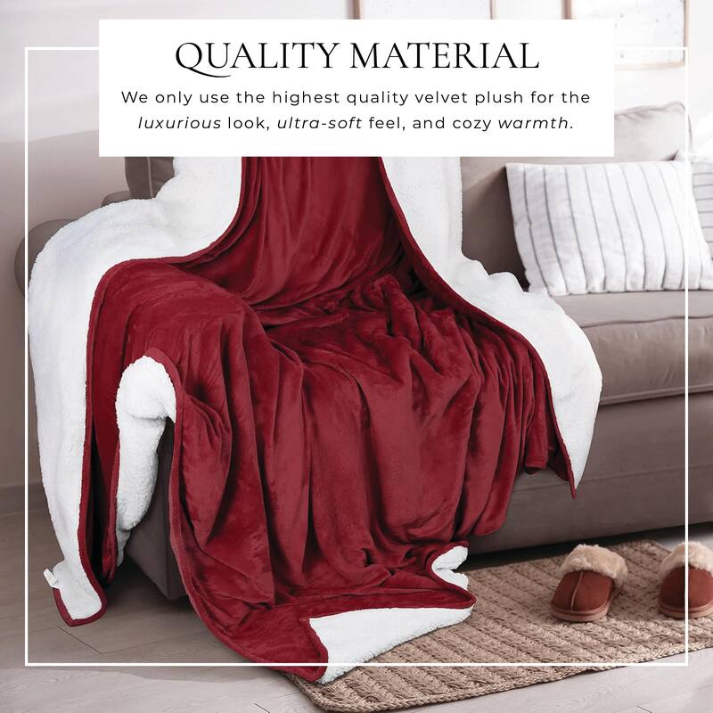 Linery & Co. Velvet Plush Reversible Sherpa Bed Blanket