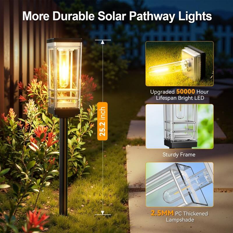 6-Pack Solar Path Lights - 15H Bright LED, Waterproof, Tall Design