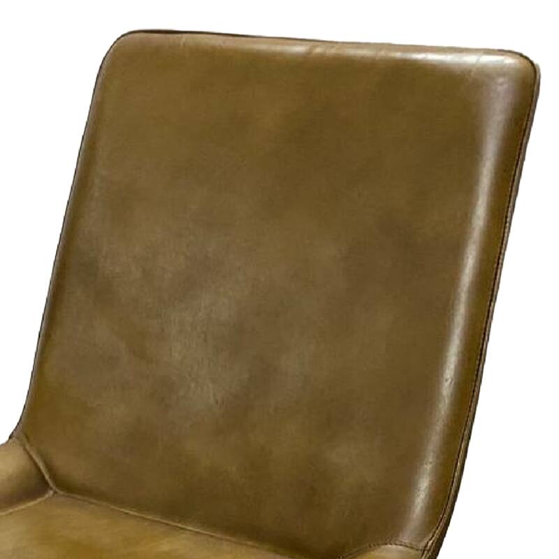 Isha Dining Chair Set of 2, Light Brown Faux Leather, Black Iron Legs