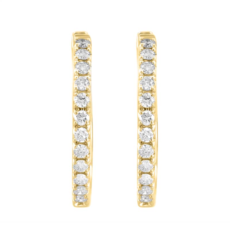EFFY Women's 14k Yellow Gold Pave Diamond Thin Hoop Earrings