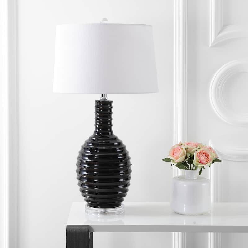 Dallas 29.5" Ceramic LED Table Lamp, White by JONATHAN Y