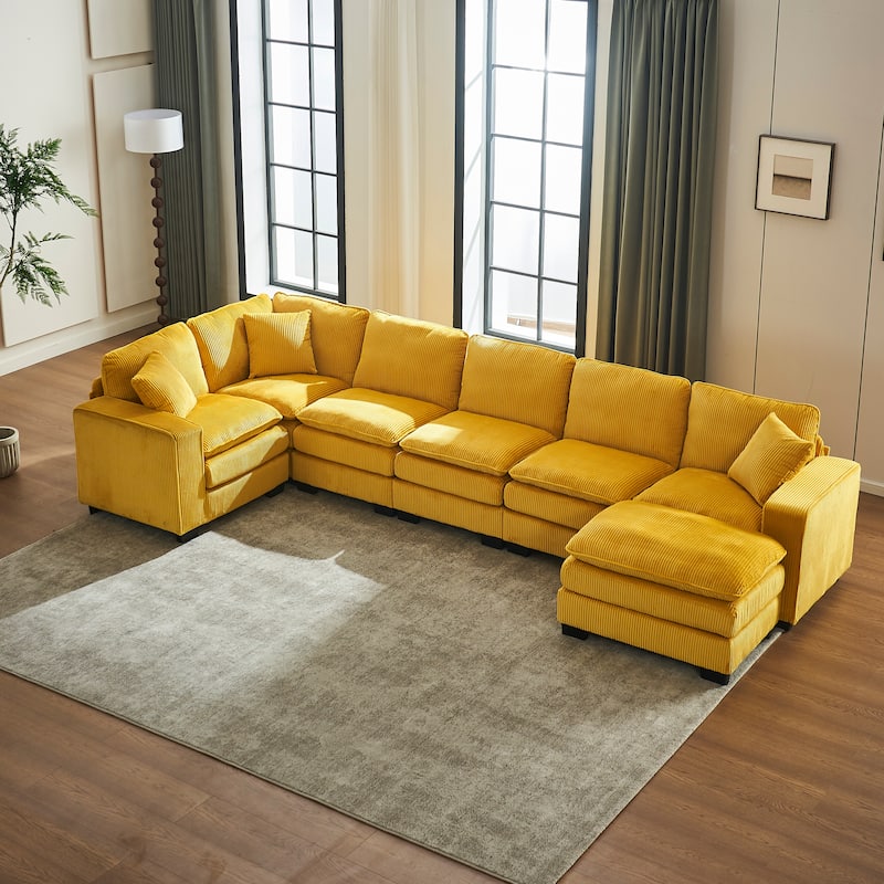 118.1'' Luxurious U-Shaped 6-Seat Sofa with Ottoman
