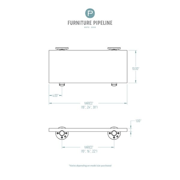Somerville Farmhouse Industrial 18", 24" & 30" Wall Shelf