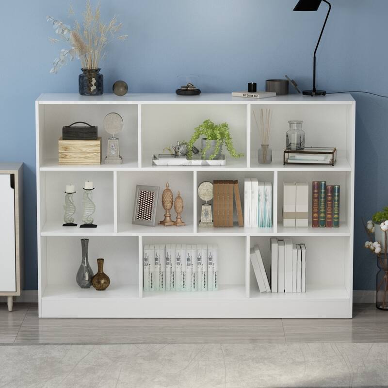 40.9'' H x 55.1'' W Geometric Bookcase Living room storage bookshelf