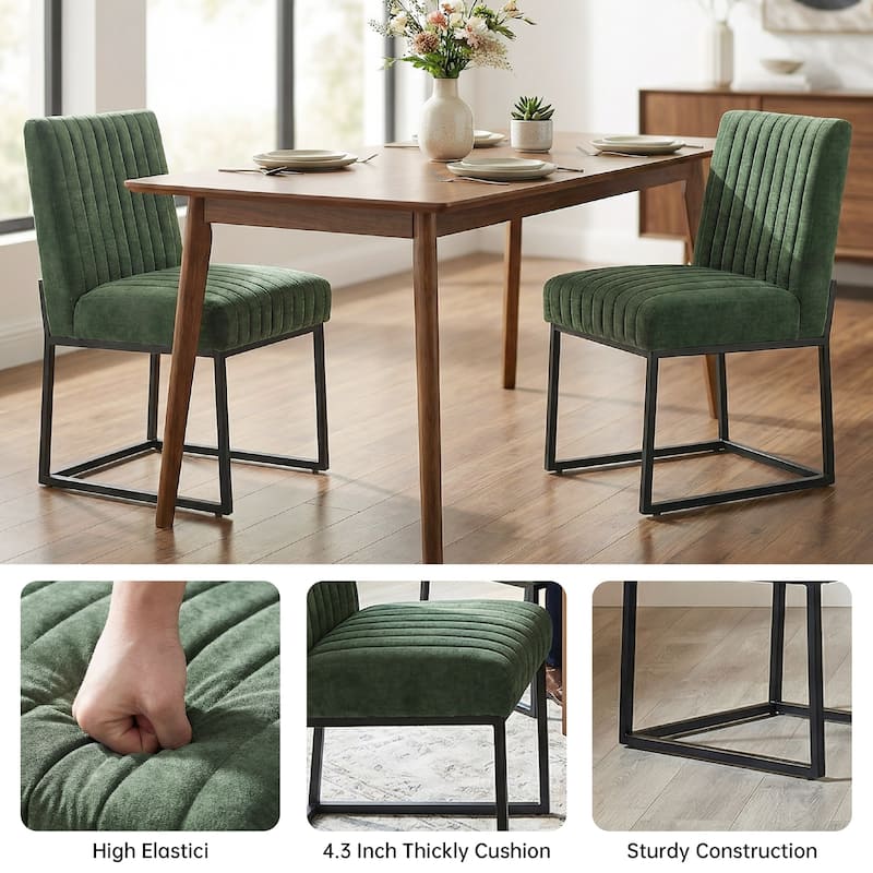 Mid Century Modern Dining Chair with Black Metal Legs