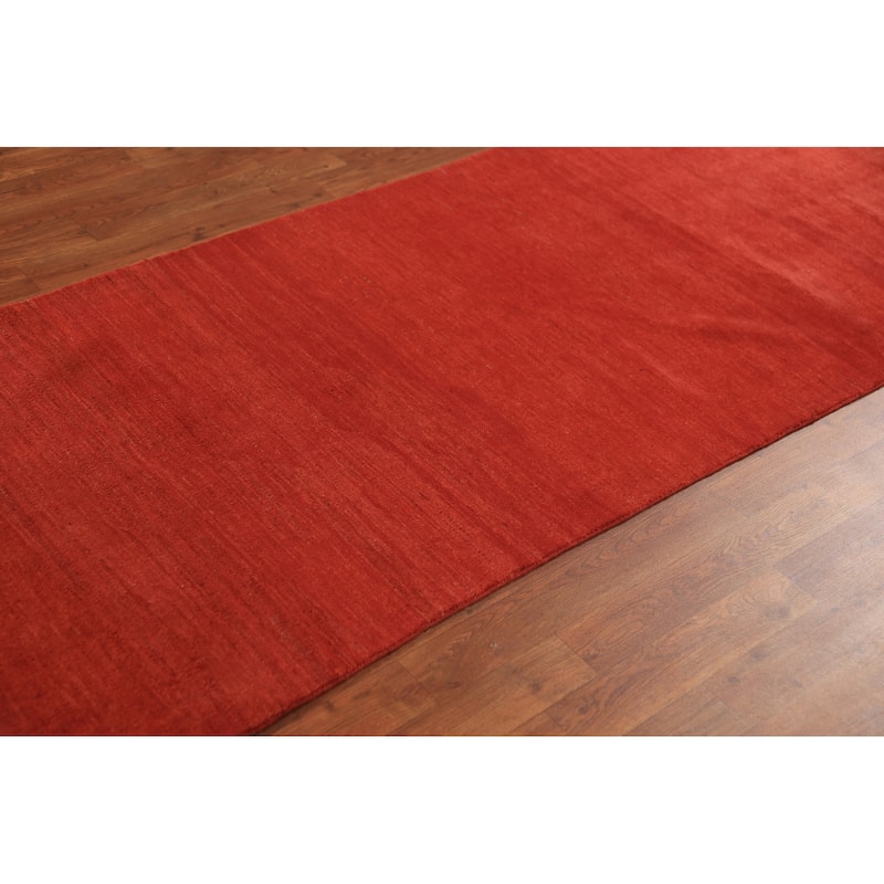 Gabbeh Modern Runner Rug Handmade Foyer Wool Carpet - 3'2" x 9'8"
