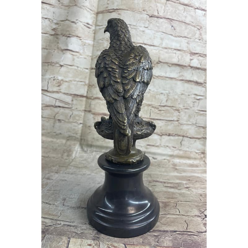 Original Milo Hawk American Eagle Bronze Marble Base Sculpture Bird Figurine Art
