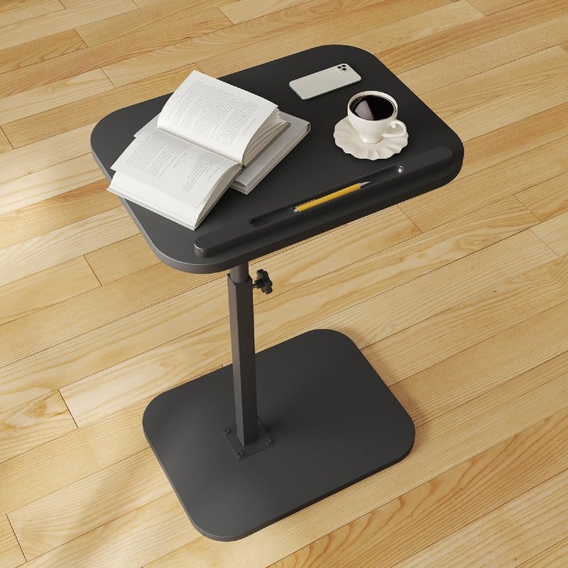 Sofa Couch Arm Table Tv Tray Small Bed Stand - 15.74"D x 10.62"W x 30"H - Black