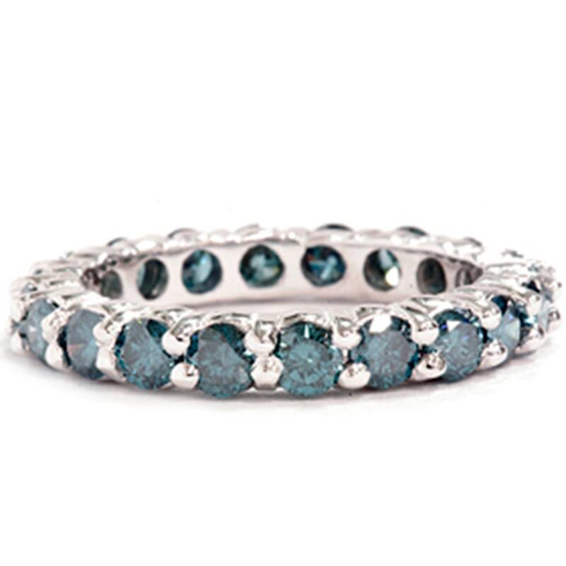 2ct Prong Blue Diamond Eternity Ring White Gold