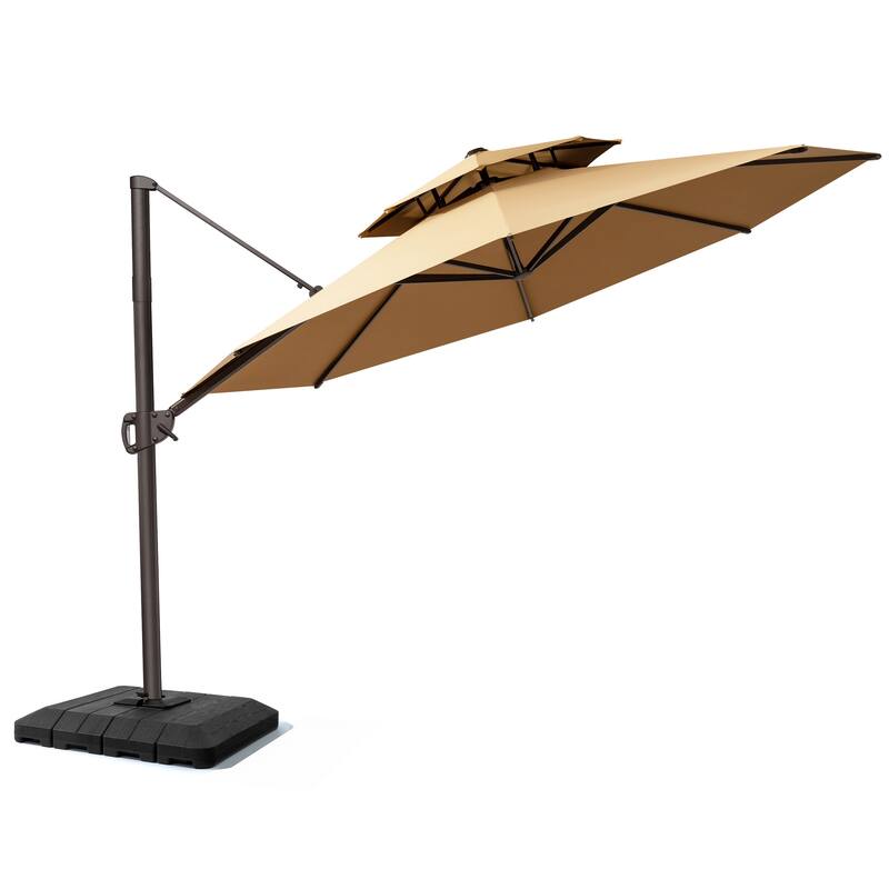 Pellebant Round Double Top Patio Cantilever Umbrella with Base