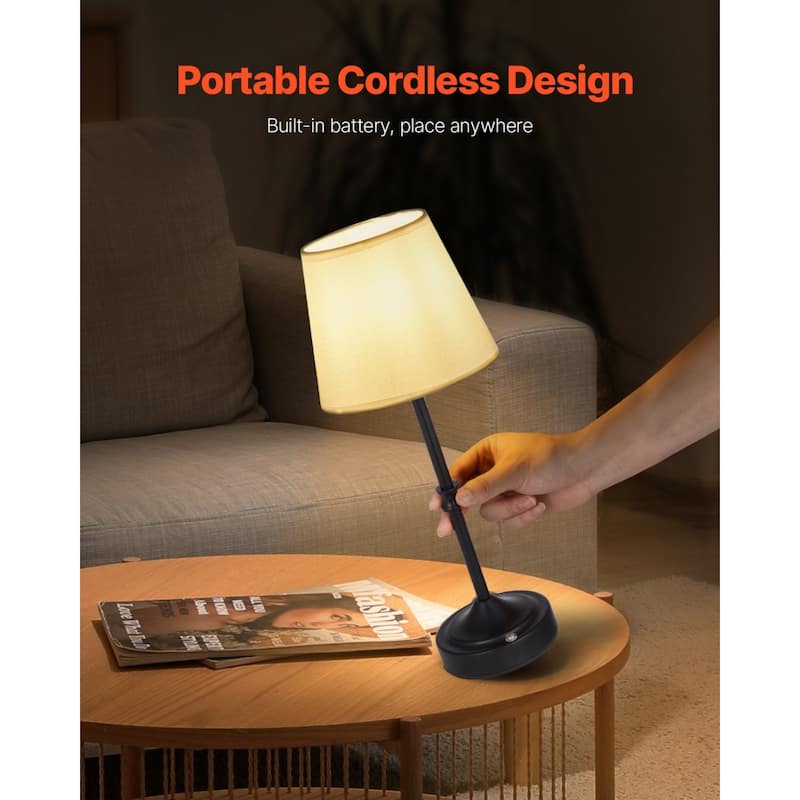2 Pack Cordless Table Lamps with Fabric Shade and Rechargeable Battery - 6.3 x 6.3 x 16 inch