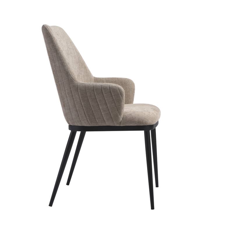 Mae Modern Almond Upholstered Dining Chair with Curved Back and Arms - Set of 2