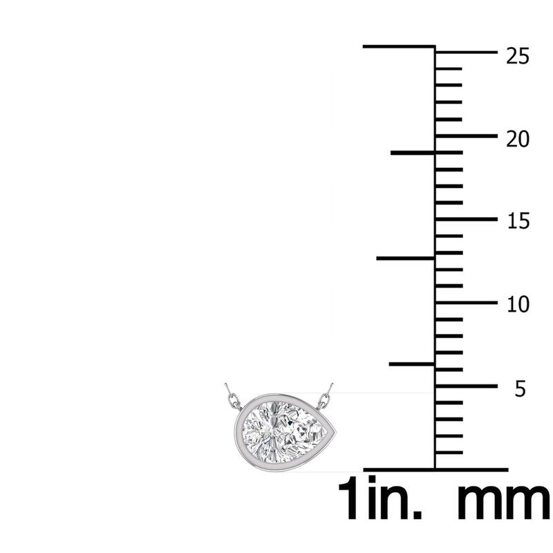 Marquee Lab Grown 1/2 Carat Pear Shaped Bezel Set Diamond Solitaire Pendant in 14K White Gold