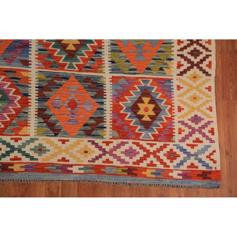 All-Over Kilim Oriental Area Rug Flatweave Tribal Wool Carpet - 8'2"x 11'7"