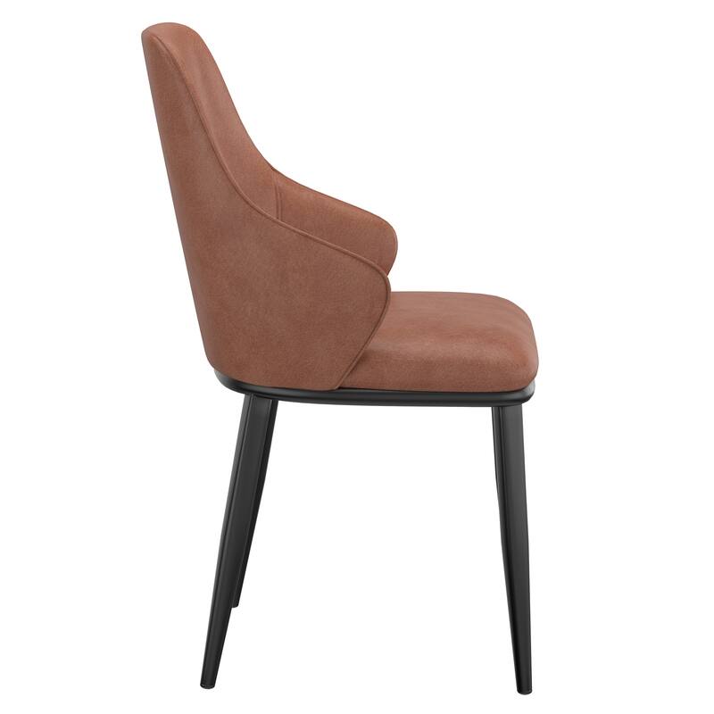Contemporary Faux Leather and Metal Dining Chair, Set of 4
