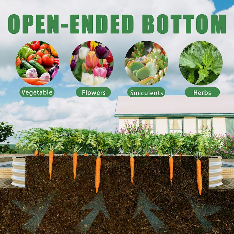 2Pcs 8x4x1ft Raised Garden Bed Kit, Galvanized Planter Raised Garden Beds, Heavy Duty, Rust-Resistant, Easy Assembly