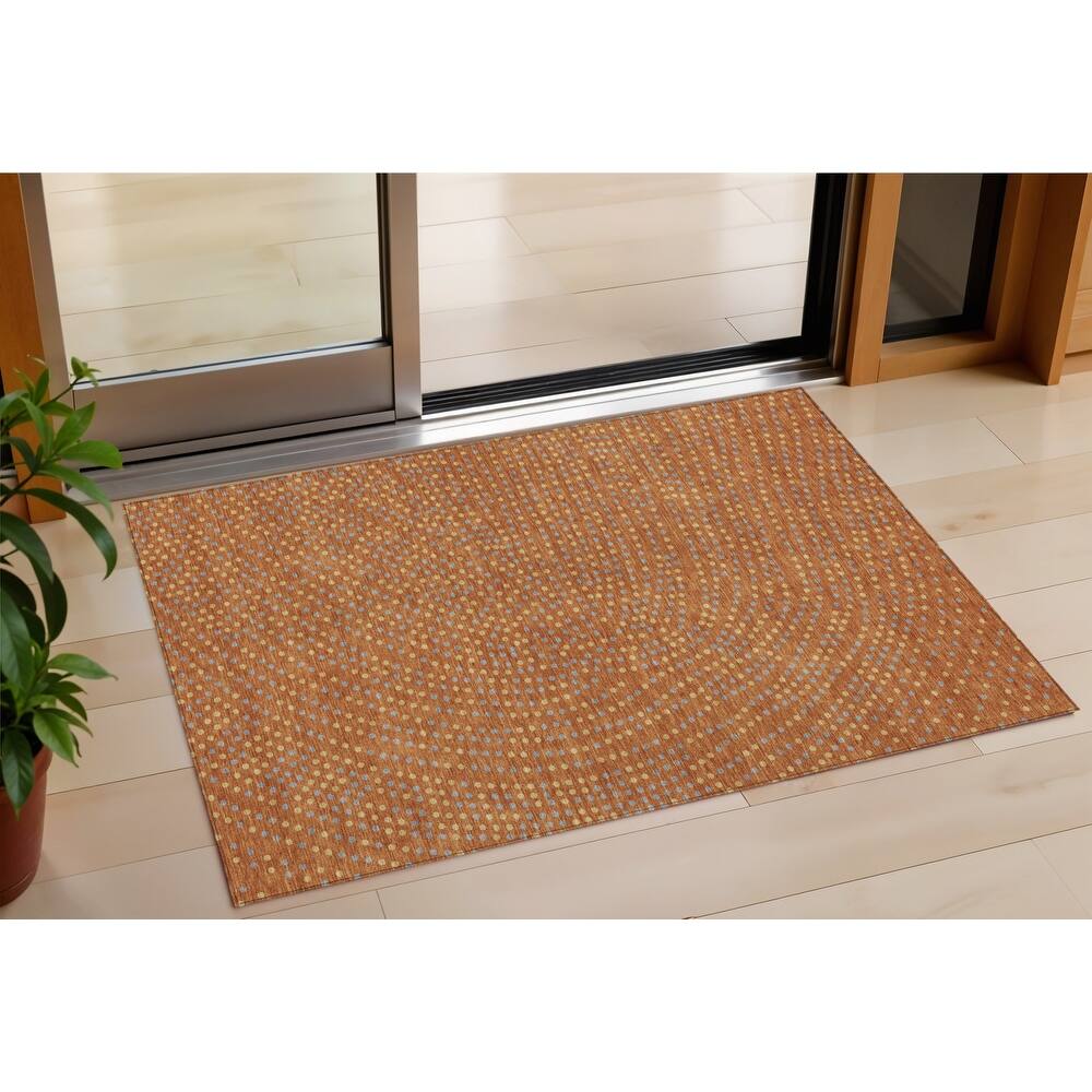 HomeRoots Polka Dot Transitional Rectangle Outdoor Rug