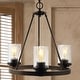 preview thumbnail 8 of 20, Athos Ring Iron/Seeded Glass Bohemian Cottae LED Chandelier, Oil Rubbed Bronze by JONATHAN Y 3-Light
