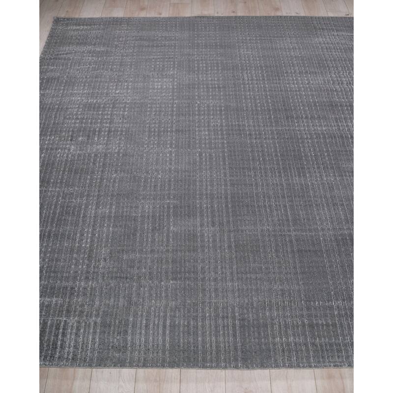 Cabrini Modern Handmade Silky Nylon in Gray Area Rug
