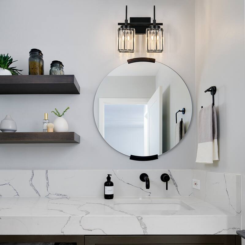 Modern Black 1/2/3/4/5-Light Bathroom Crystal Vanity Light Wall Sconces