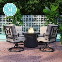 Martha Stewart Patio fire pit set with 4 beautiful matching chairs and 4  BRAND NEW cushions & 4 BRAND NEW pillows for Sale in Las Vegas, NV - OfferUp