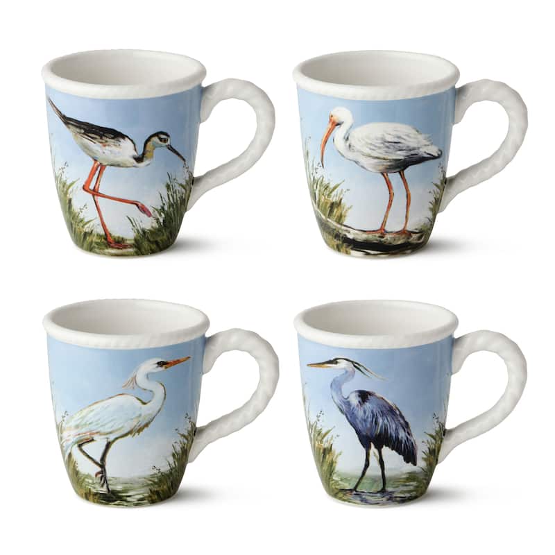Certified International Coastal Birds 14 oz. Mugs, Set of 4 Assorted Designs