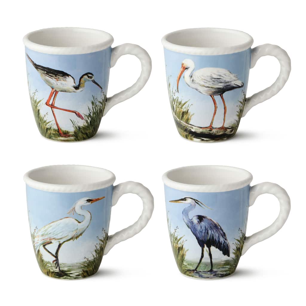 Certified International Coastal Birds 14 oz. Mugs, Set of 4 Assorted Designs