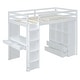 preview thumbnail 19 of 38, Full Size Loft Bed with large shelves, writing desk & LED Light, White