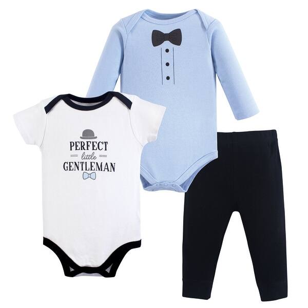 slide 1 of 1, Hudson Baby Infant Boy Cotton Bodysuit and Pant Set, Little Gentleman 0-3 Months - Little Gentleman