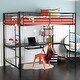 preview thumbnail 1 of 8, Walker Edison Abner Full Metal Black Loft Bed with Desk Black