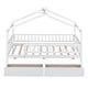 preview thumbnail 4 of 47, Wooden Twin Size House Bed with Roof, Guardrail and Drawers