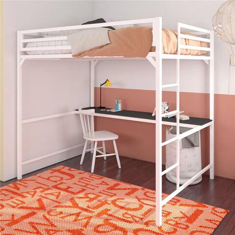 Porch & Den Wilkesboro Metal Full Loft Bed with Desk