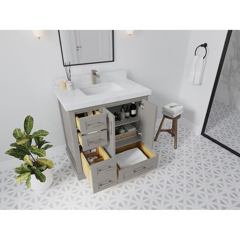 Willow Collections 36 x 22 Boston Center Sink Right Bathroom Vanity with Countertop