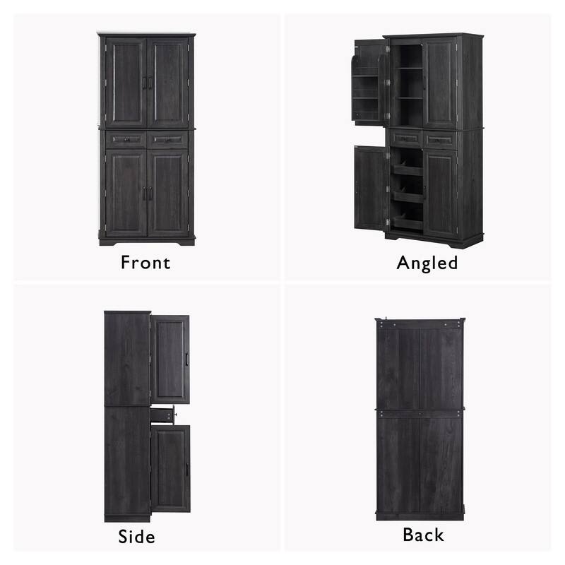 71" Tall Kitchen Pantry Cabinet with 3 Pull-Out Organizers, Freestanding Cupboard With Adjustable Shelves, Versatile Storage