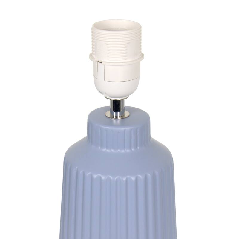 Vertical Grooved Ceramic Table Lamp with Drum Shade - 16" - Slate Blue