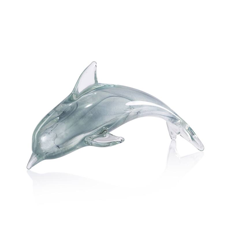 Marinella Decorative Glass Dolphin - Gray - Large