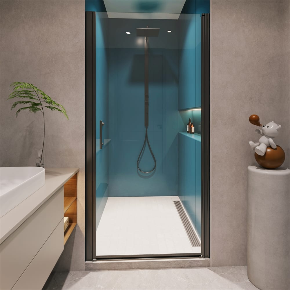 Adjustment Pivot Shower Door with 1/4" tempered glass,Open Outside