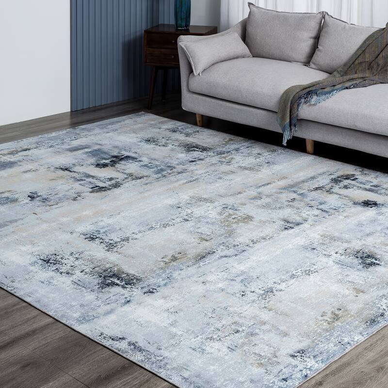 Abstract Grey/Blue Area Rug