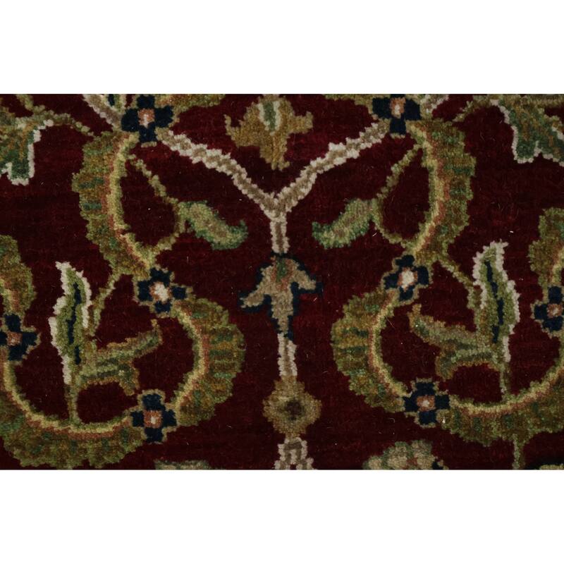 Hand Knotted Oriental 100% Wool Carpet Traditional All-Over Red Agra Area Rug - 12' 0'' X 9' 0''