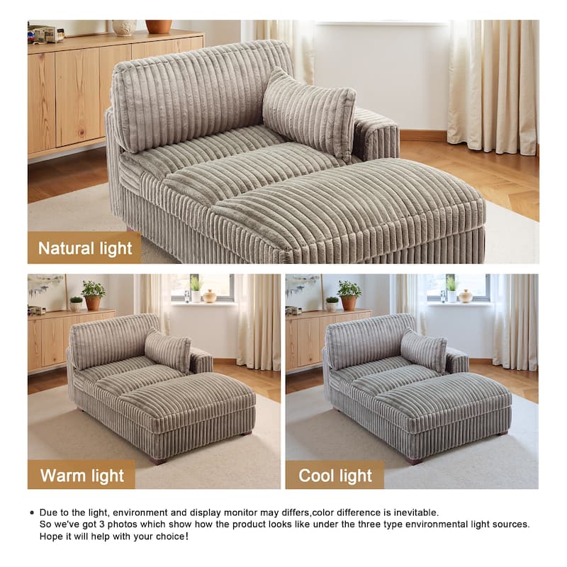 UIXE Upholstered Plush Chaise Lounge Chair For Interior