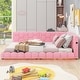 preview thumbnail 2 of 8, Pink Full Size Upholstered Platform Bed with USB Ports and LED Belt