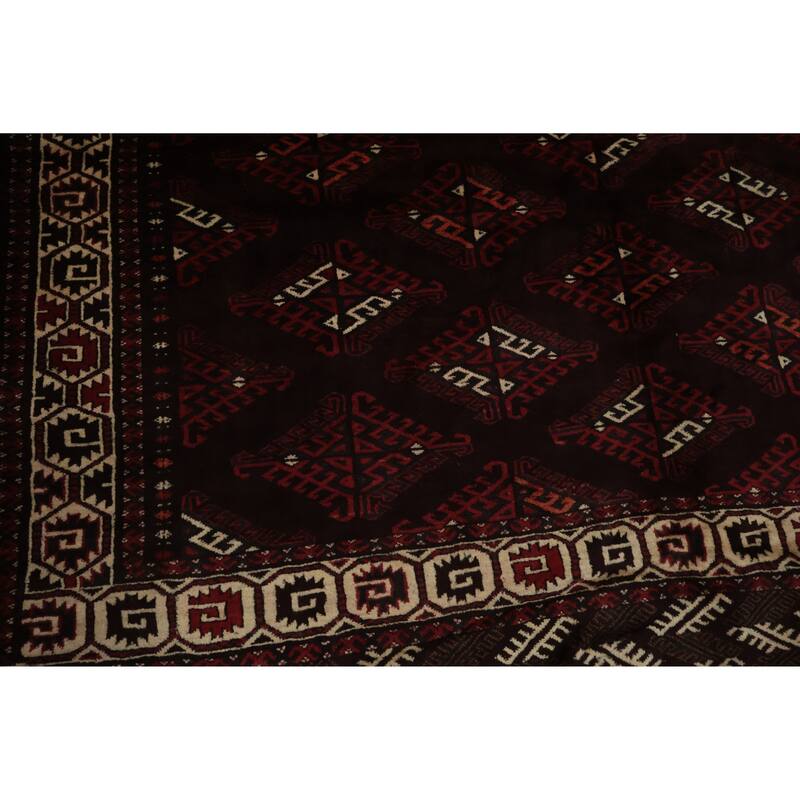Hand Knotted Oriental 100% Wool Carpet Traditional All-Over Red Turkoman Area Rug - 10' 3'' X 7' 3''