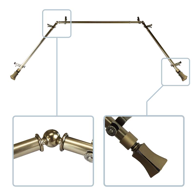 InStyleDesign Tower 13/16" Bay curtain rod 20"-36", 38"-72" - Antique Brass